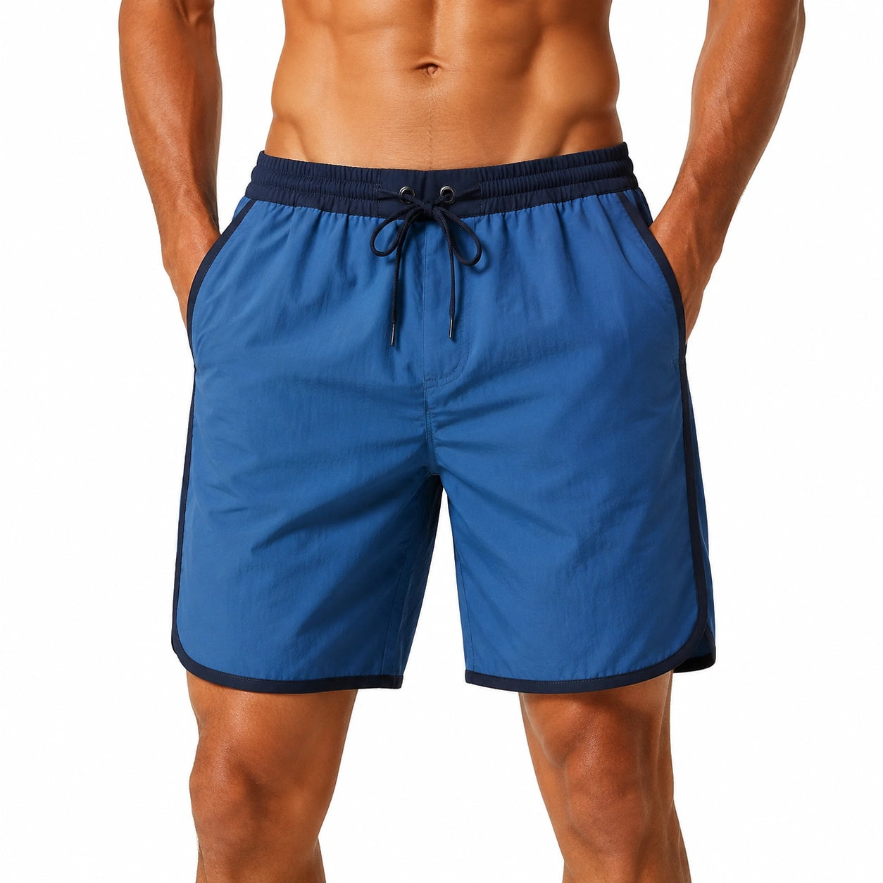 Herren Badehose XL Blau mit Tunnelzug und Seitentaschen