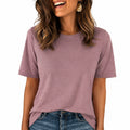 Damen T-Shirt Größe L aus Textil in Altrosa mit Rundhals Kurzarm Freizeitstil