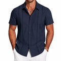 Herren Kurzarmhemd XL Textil Dunkelblau mit Zierbändern