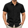 Herren-Kurzarmhemd XL Schwarz aus Textil klassisch mit Brusttasche