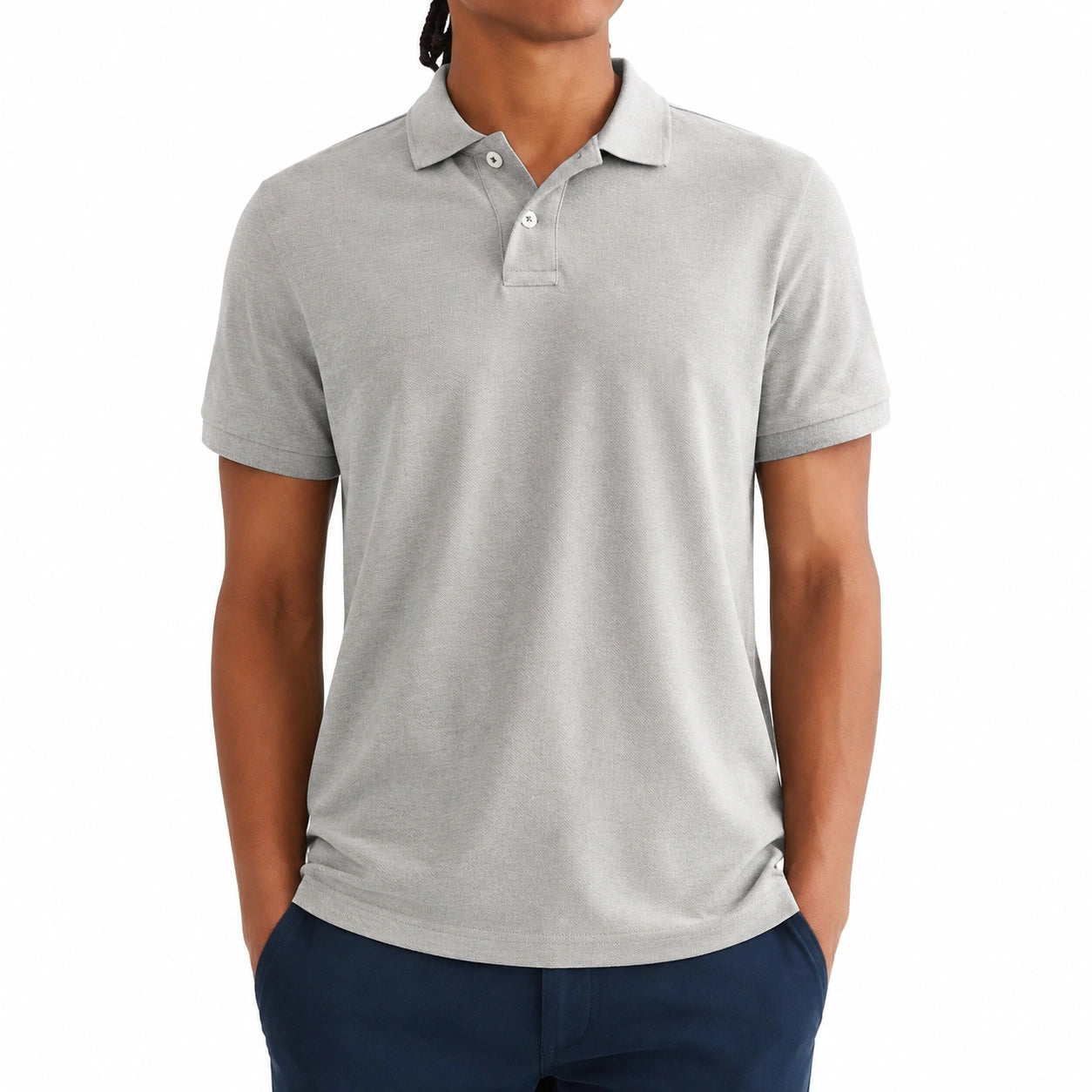 Herren Poloshirt Größe M in Hellgrau mit Piquéstruktur kurzärmelig