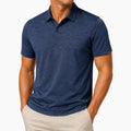 Herren Poloshirt M Dunkelblau meliert Kurzarm mit Kragen