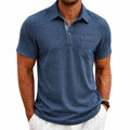 Herren Poloshirt L Blau Kurzarm mit Brusttasche