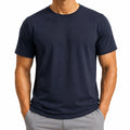 Herren T-Shirt Größe L Dunkelblau Kurzarm Rundhals Textil Basic