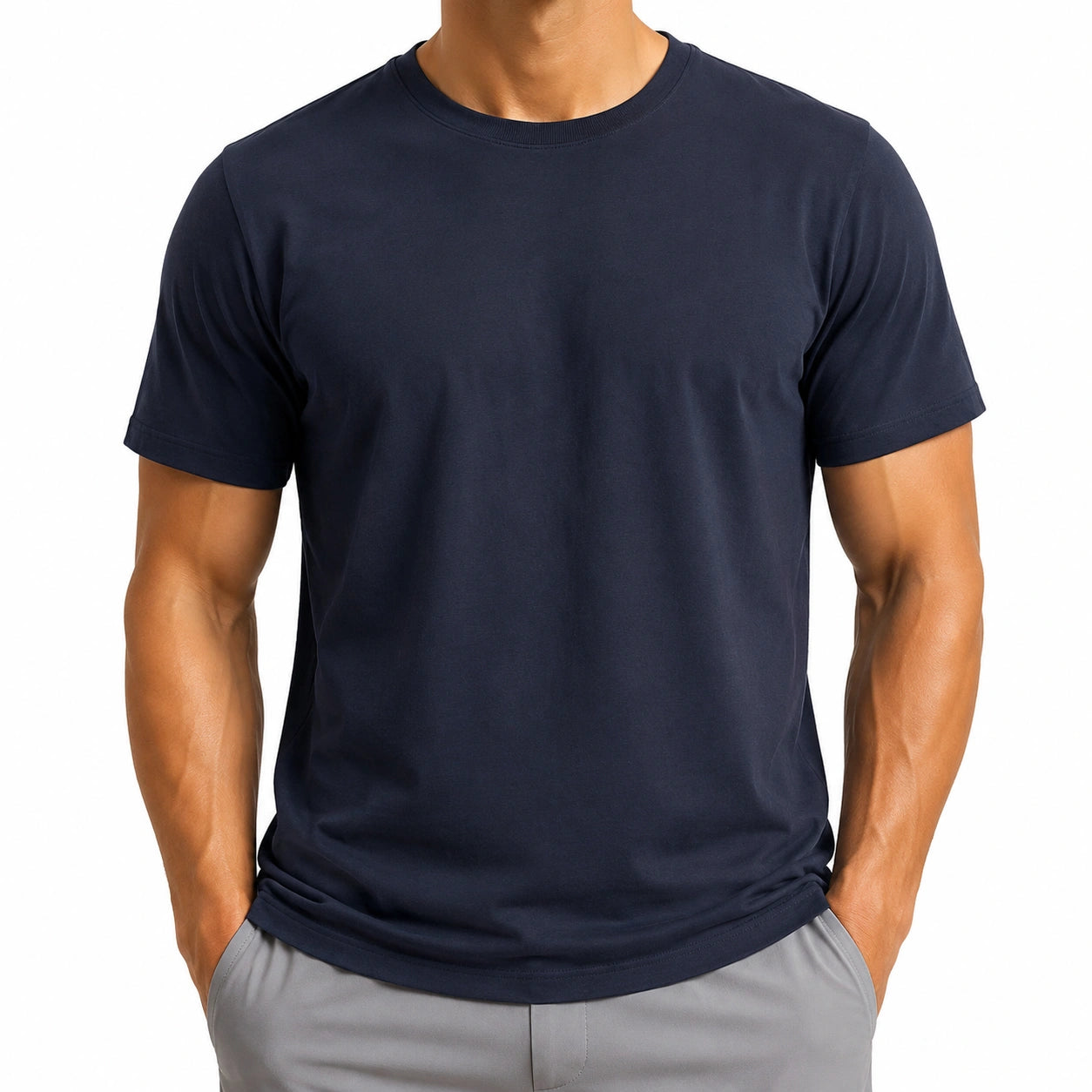 Herren T-Shirt Größe L Dunkelblau Kurzarm Rundhals Textil Basic