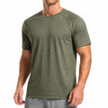 Herren T-Shirt Größe L Olivgrün Textil Kurzarm Rundhals Sportlich