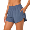 Damen Sportshorts M aus Webstoff Blau mit Taschen und elastischem Bund