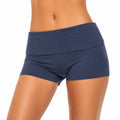 Damen Yoga Shorts Größe S aus elastischem Stoff Dunkelblau mit hohem Umschlagbund