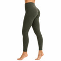Damen Leggings Größe L aus elastischem Textilstoff Olivgrün mit hohem Bund für Sport und Freizeit