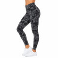 Damen Sportleggings Größe S aus elastischem Textil Schwarz Grau mit hohem Bund